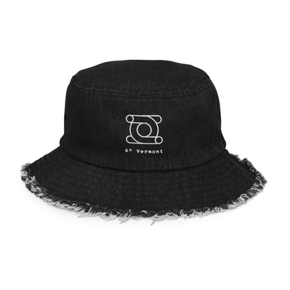 6° Vermont Distressed denim bucket hat